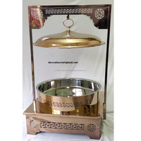 Chauffe-Plats Personnalisés en Acier Inoxydable 8 L – Plats de Présentation Buffet Dorés Martelés – Fabrication Artisanale Indienne