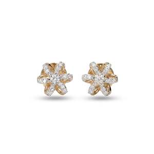 ต่างหูเพชรทองคำ 14k รุ่นโกลเด้น บลอสซัม สตั๊ดส์ - Product Image 2