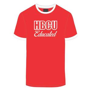 Hbcu เสื้อยืดผู้ชายคอกลมตัดขอบสีแดงด้วยตัวอักษรปักสีขาวผ้าฝ้ายนุ่มเครื่องแต่งกายวิทยาลัย - Product Image 2