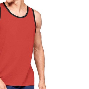 O-Neck Casual Style Sleeveless Vest Men's <b>Red</b> Solid Color Knitted <b>Tank</b> <b>Top</b> Fitness Wear Men's <b>Tank</b> <b>Tops</b> - Product Image 2