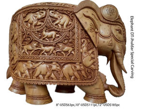 รูปปั้นช้างแกะสลักด้วยมือสไตล์วินเทจและทำจากไม้รูปปั้นช้างนำโชคสำหรับตกแต่งบ้านสำนักงานหรือของขวัญ - Product Image 2