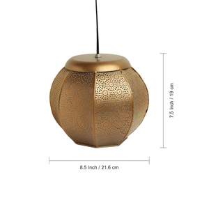 8 Inch Eco-Friendly Hand-Etched Metal Pendant Lamp for Home <b>Decor</b> Diwali <b>Hanging</b> Lamp - Product Image 2