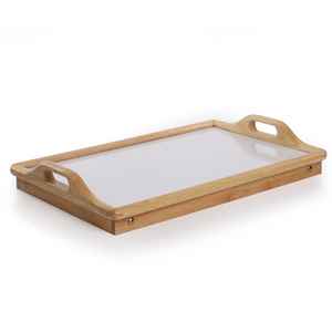 Fancy Wooden Enamel Rectangle Tray With Handles and Legs <b>Stand</b> Vietnam Natural New Designer Serving Tray for Wedding Centerpiece - Product Image 1