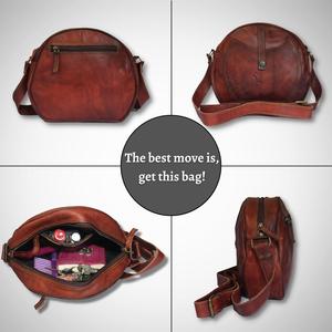 Sac à main en cuir véritable Semi Circle Womens Round Crossbody Bag Sac à main en cuir véritable Sac à bandoulière élégant Hobo Sling Bag - Product Image 2