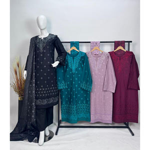 Ensemble Salwar Kameez pour femmes en broderie Masoori Khaddar de qualité supérieure, 3 pièces, moderne, de haute qualité, séchage rapide, hiver, Inde/Pakistan - Product Image 2