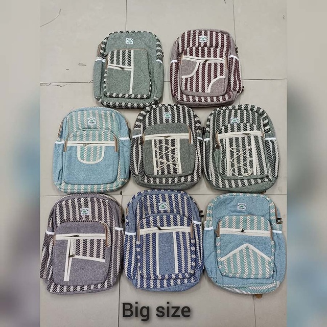 Wholesale Mixed Print Pure Hemp Laptop Backpack Bags for Women Big Size GC-BG-700 Available in India