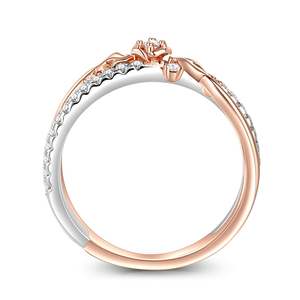 Jeulia Rose Gold Two-Tone <b>Cross</b> Flower <b>Ring</b>-Sterling <b>Silver</b> Statement Jewelry - Product Image 3