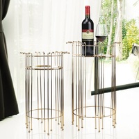 Table basse décorative A. H. de qualité supérieure, ronde, faite à la main, avec structure en acier inoxydable, design moderne, plateau en marbre, 3 pièces, sur mesure