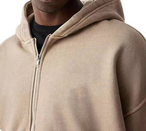 Pure Quality Use in Winter Full <b>Zip</b> in <b>white</b> Color Boxy <b>Hoodie</b> Full Sleeves with Drawstrings Boxy Hoodies for <b>men</b> - Product Image 3