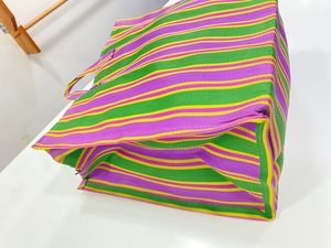 Bolsas de la compra de plástico reciclado de nylon PP tejido a rayas hechas en la India bolsas de mercado reutilizables ecológicas al por mayor - Product Image 3