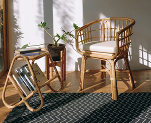 Silla Bohemia moderna hecha a mano, sillón de ratán natural con cojín para sala de estar, parque, patio - Product Image 5