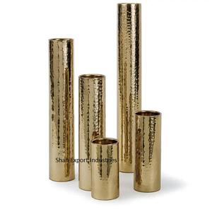 Hammered Design Metal Flower <b>Vase</b> Antique Gold Finished <b>Cylinder</b> Shape for Home Event Parties Decor Flower <b>Vases</b> - Product Image 4