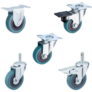 3 "4" chariot gris universel à noyau de fond plat d'activités industrielles de PVC avec la roue grise en caoutchouc de Gubber