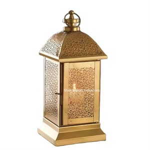 Mini linterna de vela de Metal de diseñador, corte láser de color dorado para bodas y Navidad, linternas de Decoración de mesa - Product Image 2