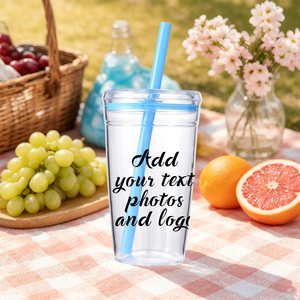 Vaso de Plástico Transparente Personalizable <span class=keywords><strong>con</strong></span> Pajita, Botella de Agua de Doble Pared <span class=keywords><strong>con</strong></span> Tapa, Vaso Reutilizable para Café Helado, Libre de BPA - Product Image 6