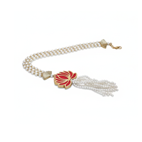 Collier Pendentif Chaîne Perles Naturelles Géométriques Classiques de Luxe Fait Main, Bijoux de Mariage pour Mariées Moti Mala TUSSHAR