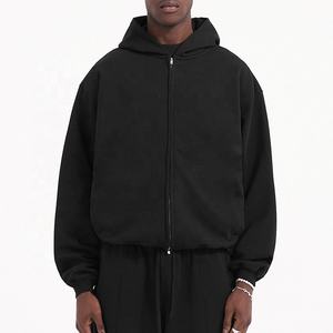 Wholesale oem high quality oversized blank <b>black</b> <b>hoodies</b> fleece heavyweight men's boxy custom <b>zip</b> <b>up</b> hoodie - Product Image 1