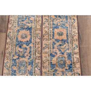 Alfombra Turca Vintage, Alfombra de Pasillo de 1.6x9.7 pies (48x297 cm), Alfombra de Lana con Diseño Floral Azul - Product Image 3