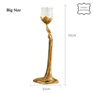 Tasses à bougies élégantes en métal avec fond de base recouvert de caoutchouc Bougeoir en cuivre Bougeoir de luxe doré de style européen - Product Image 2