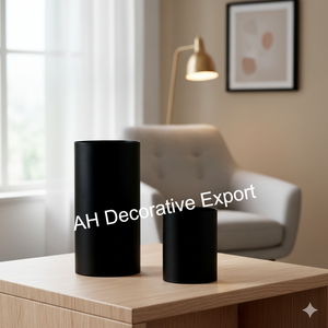 Ensemble de vases cylindriques noirs mats de luxe en gros, contenants ronds modernes pour arrangements floraux et boîtes à chapeaux - Product Image 1