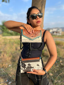 กระเป๋าคลัทช์หนังขนสัตว์ขนาดใหญ่ลายนูนสำหรับผู้หญิงกระเป๋าแบบมีสายสะพายสไตล์ตะวันตกสินค้าใหม่ - Product Image 5