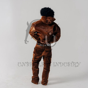 UNBRIDLEDS INDUSTRY Sudadera con capucha de cuero vacuno con doble cremallera, marrón, para hombre, invierno, transpirable, cortavientos, con calefacción - Product Image 3