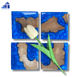 Artículo Popular: Juego de Posavasos de Madera y Resina Epoxi, 2 Piezas, Mezcla de Madera Azul, Hecho en Vietnam, Artículo Único y Duradero - Product Image 4