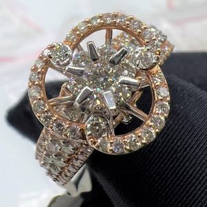 Impresionante anillo de compromiso de oro sólido de 14K y 18K con diamante brillante - Product Image 1