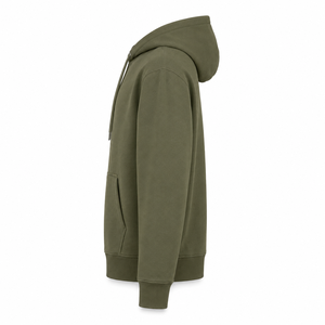 Sudadera con Capucha de Felpa de Algodón Grueso Verde Oliva para Hombre, Ajuste Regular, Estilo Urbano, con Cordón y Bolsillo Canguro, para Invierno, Venta al por Mayor - Product Image 6