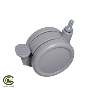 Twin Wheel Caster 75mm Nylon Swivel Rigid <b>Threaded</b> Stem Mounting for Furniture - Product Image 2