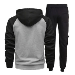 Survêtement cargo de grande qualité pour hommes, vêtements de sport à manches longues et fermeture éclair de grande taille, ensemble de survêtement cargo avec poche latérale - Product Image 2