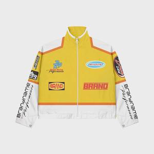 Chándales de diseño de logotipo bordado de Color amarillo con Panel hecho a medida para hombres, chándales impermeables y lluviosos para hombres - Product Image 2