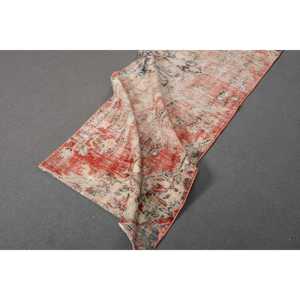 2.6x8.3 ft <b>Runner</b> Turkish Rug, <b>Red</b> Floral Vintage Rug - Product Image 4