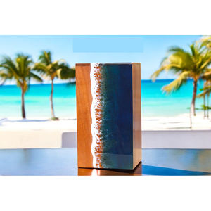 Super Offers Premium Modern <b>Memorial</b> Cremation Urn Rectangle Shape Handmade Wooden & Epoxy Resin Designed for Outdoor Use - Product Image 1