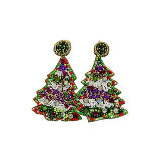 ต่างหูห้อยประดับลูกปัดต้นคริสต์มาสหลากสีสำหรับผู้หญิงเครื่องประดับสำหรับเทศกาลวันหยุดต่างหูเส้นใหญ่น้ำหนักเบา - Product Image 1