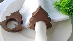 Wooden napkin ring with resin in lay dots kitchen decor light weight - set of 4 6 8 - Product Image 2