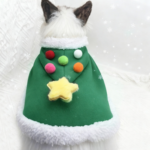 Toptan Klasik Sevimli Noel Polyester Baskılı Köpek Kapüşonlu Üstü Küçük Kedi Köpekleri Ağacı Sonbahar Kış Evcil Hayvan Kostümü Pelerin Yavru Köpek Cübbesi - Product Image 1