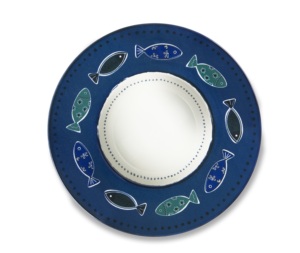 Juego de 6 Tazones Redondos de Cerámica para Pasta, Diseño Digital Mediterráneo Multicolor con Temática Marina, de Excelsa - Product Image 3