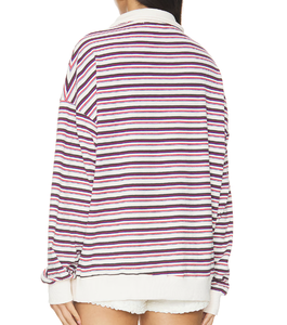 Polos en coton de haute qualité à rayures de couleur contrastée Impression de logo personnalisé Tops Vente directe en usine Polos pour femmes - Product Image 4