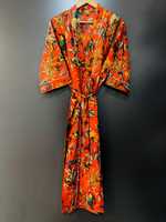 Robe kimono longue en coton imprimé à la main, col en V, séchage rapide, légère, manches longues, pour demoiselle d'honneur