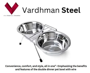 Vente en gros Bol double pour animaux de compagnie en acier inoxydable avec support métallique Bols d'alimentation de voyage pour chiens, chats et oiseaux - Product Image 2