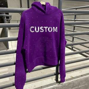 Sudadera con Capucha Personalizada con Pedrería, Estilo Urbano, Color Morado, para Hombre, de Algodón Grueso y Felpa, MOQ Bajo - Product Image 4