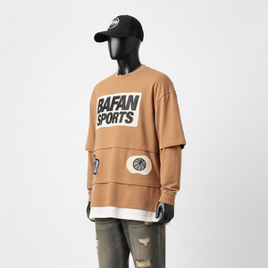 Chemise double couche pour femmes en coton premium, douce, respirante, avec panneau de couleur marron, logo personnalisé, chemise double couche en coton - Product Image 4