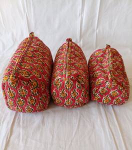 Vintage Fashion Striped Quilted Cotton <b>Cosmetic</b> <b>Bags</b> Hand Block Printed Eco-Friendly Durable Zipper Closure High Quality <b>Large</b> - Product Image 1