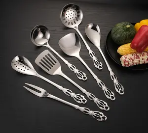 Stainless Steel Palace Kitchen Accessories 7pcs Hotel Restaurant Vintage Spoon cooking spatula slotted spoon Utensil Se
