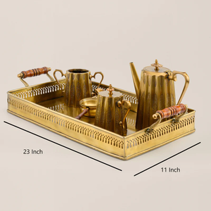 Plateau en bois peint à la main, design tendance et nouveau, pour un style ethnique, mettant en valeur les techniques de peinture et les motifs traditionnels - Product Image 5