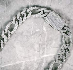 Cadena Cubana Hip Hop para Hombre de Oro Blanco de 14K y Plata de Ley 925, 16mm 22 pulgadas, con Colgante de Moissanita VVS1, para Fiesta - Product Image 3