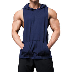 <b>Men</b> Muscle Fit <b>Sleeveless</b> <b>Hoodie</b>, Casual Gym Sportswear Tank OEM <b>Men</b> <b>Sleeveless</b> Gym <b>Hoodie</b>, Quick Dry Fitness Training Vest - Product Image 1