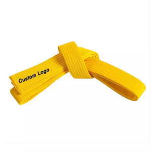 OEM profesional 100% algodón de alta calidad amarillo BJJ cinturones hechos a mano Jiu Jitsu equipo de entrenamiento con Karate estampado Logo - Product Image 5