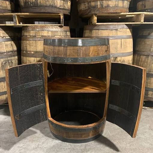 Modern Brown-Wood Barrel-Shaped Commercial Wine Cabinet for Home <b>Office</b> Living Room Warehouse - Product Image 2